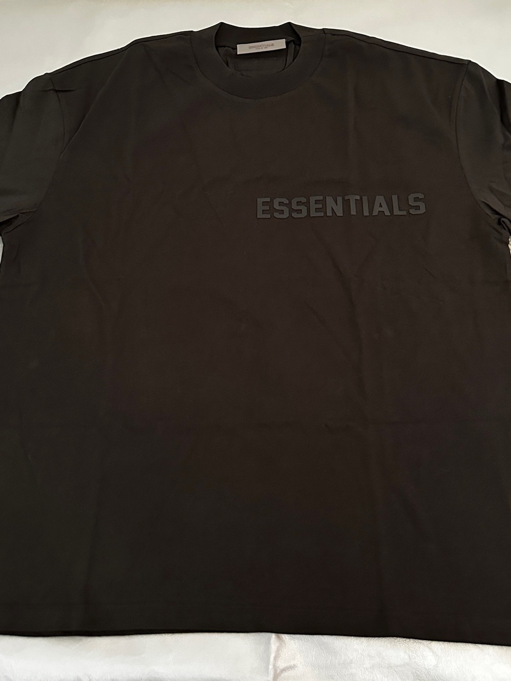 Fear of God ESSENTIALS Black Tonal Logo Crew Tee